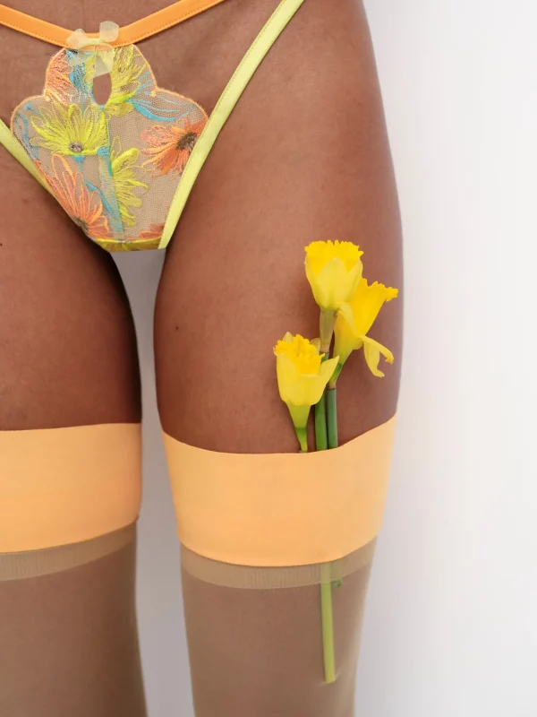 Store For Love & Lemons Waterlily Embroidery Thong Panty Orange