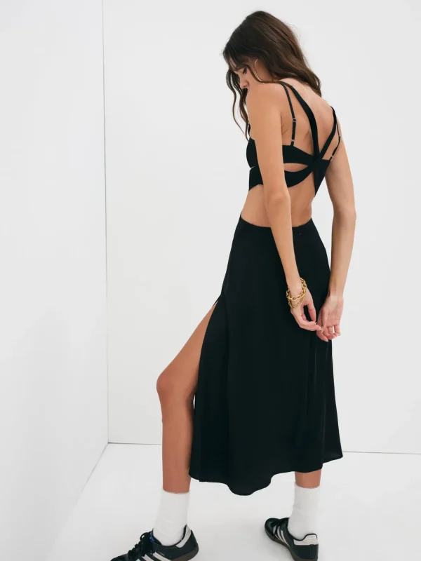 Outlet For Love & Lemons Yori Midi Dress Black